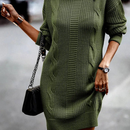 Sweater Dress Women Turtleneck Long Solid Dress - Sweater Dress - LUSMAY - Mad Fly Essentials