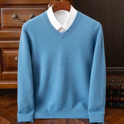 Sweater Men Cashmere V-Neck Woolen Pullover Sweater - Sweater - Wuiliy - Mad Fly Essentials