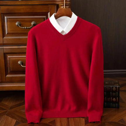 Sweater Men Cashmere V-Neck Woolen Pullover Sweater - Sweater - Wuiliy - Mad Fly Essentials