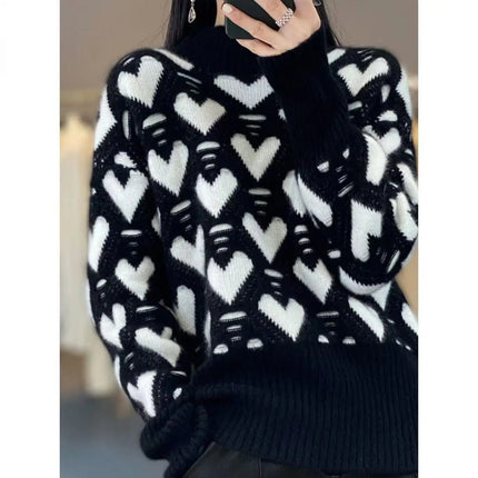Sweater Women Half Sleeve Heart Casual Top - Sweater - Lidou - Mad Fly Essentials