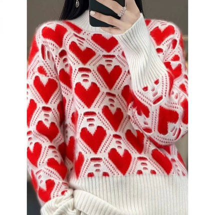 Sweater Women Half Sleeve Heart Casual Top - Sweater - Lidou - Mad Fly Essentials