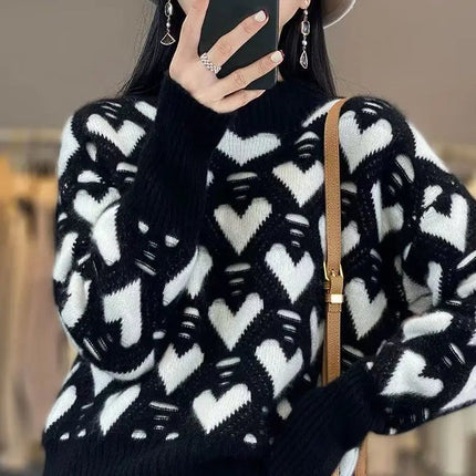 Sweater Women Half Sleeve Heart Casual Top - Sweater - Lidou - Mad Fly Essentials