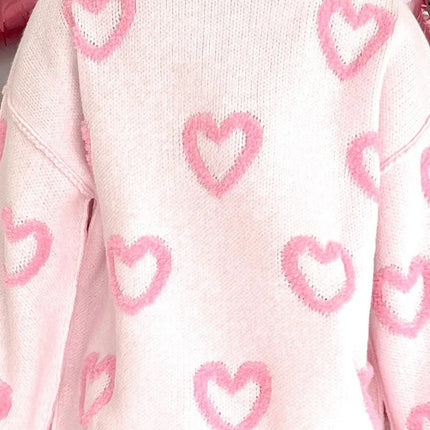 Sweater Women Knitted 90s Vintage Heart Outerwear - Sweater - Combhasaki - Mad Fly Essentials