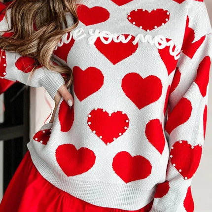 Sweater Women Knitted 90s Vintage Heart Outerwear - Sweater - Combhasaki - Mad Fly Essentials