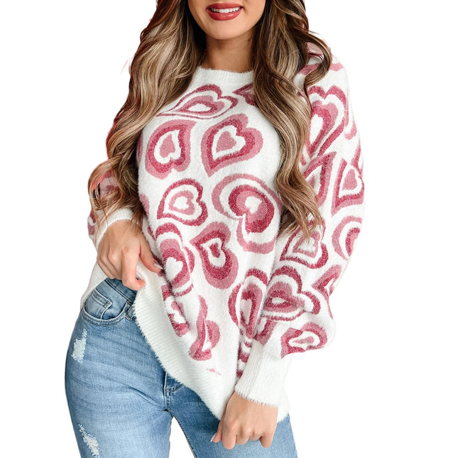 Sweater Women Knitted 90s Vintage Heart Outerwear - Sweater - Combhasaki - Mad Fly Essentials