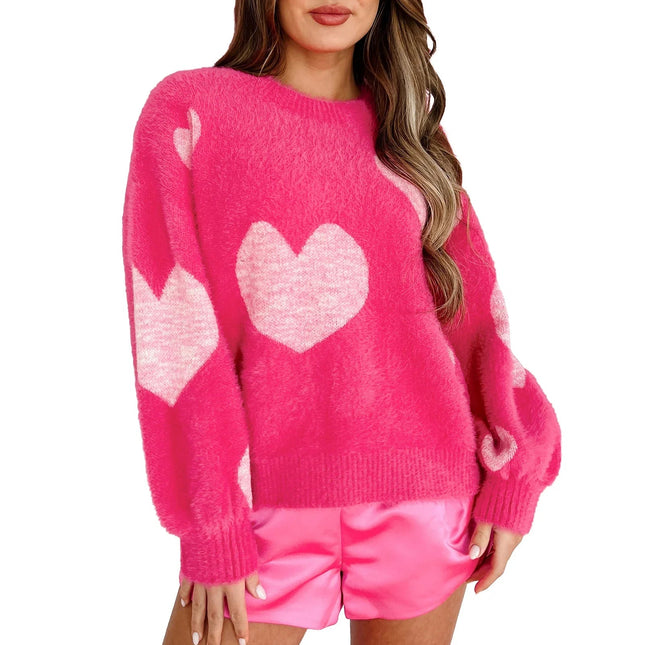 Sweater Women Knitted 90s Vintage Heart Outerwear - Sweater - Combhasaki - Mad Fly Essentials