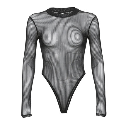 Sweater Women Pink Black Transparent Long O-Neck Top - Sweater - EKMT - Mad Fly Essentials