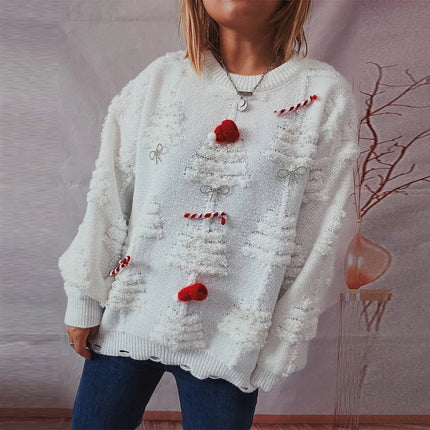Sweater Women Red Winter Christmas Tree Decor Party Pullover - Sweater - Baellerry - Mad Fly Essentials