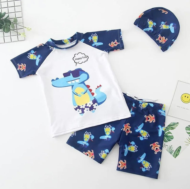 Swimwear Set Boy Dinosaur Fashion 3pcs Swimwear - Swimwear Set - KLEINE KINDER - Mad Fly Essentials