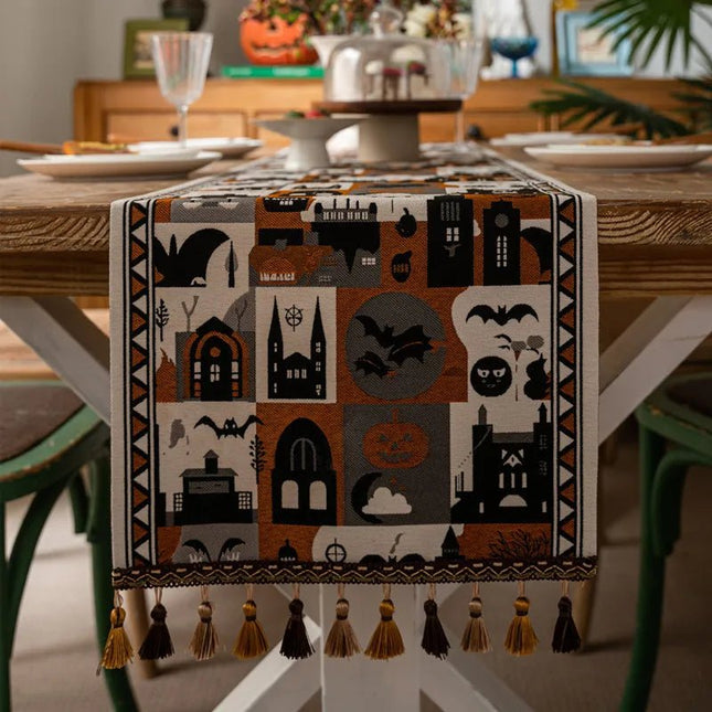 Table Runner Halloween Pumpkin Ghost Skull Cat Table Kitchen Decor - Table Runner - Design Shop - Mad Fly Essentials