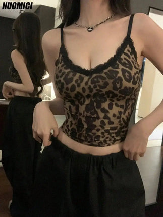 Tank Top Women Leopard Print Black Lace Top - Tank Top - Sunsiom - Mad Fly Essentials