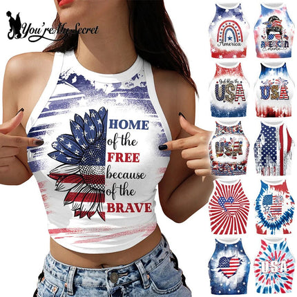 Tank Top Women USA Flag Striped Summer Top - Tank Top - Myth - box - Mad Fly Essentials