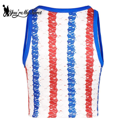 Tank Top Women USA Flag Striped Summer Top - Tank Top - Myth - box - Mad Fly Essentials