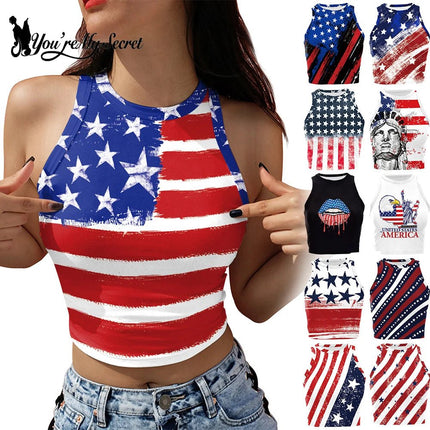 Tank Top Women USA Flag Striped Summer Top - Tank Top - Myth - box - Mad Fly Essentials