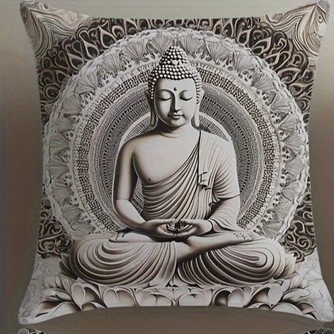 Throw Pillow Zen Stone Buddhist Floral Case - Throw Pillow - Coolazy - Mad Fly Essentials