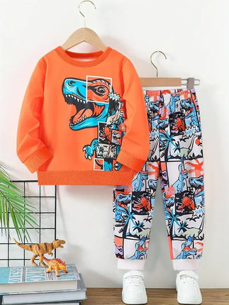 Tracksuit Boy Dinosaur Retro O - Neck Tracksuit Set - Tracksuit - Nifineo - Mad Fly Essentials