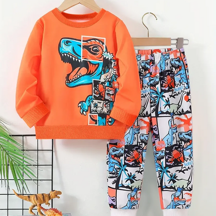 Tracksuit Boy Dinosaur Retro O - Neck Tracksuit Set - Tracksuit - Nifineo - Mad Fly Essentials