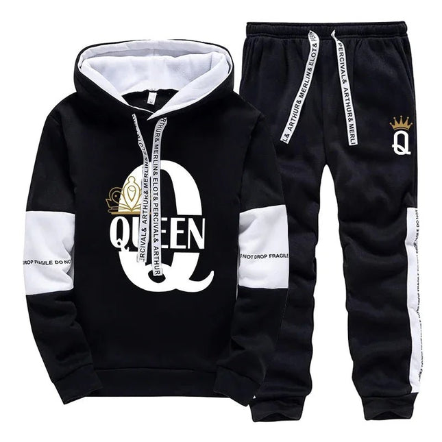 Tracksuit Matching Couple Wear King Queen Hoodies Pants Set - Tracksuit - CUHAKCI - Mad Fly Essentials