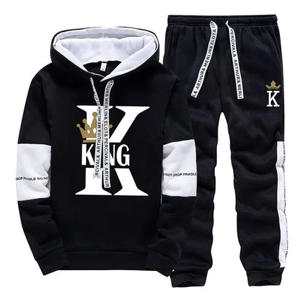 Tracksuit Matching Couple Wear King Queen Hoodies Pants Set - Tracksuit - CUHAKCI - Mad Fly Essentials