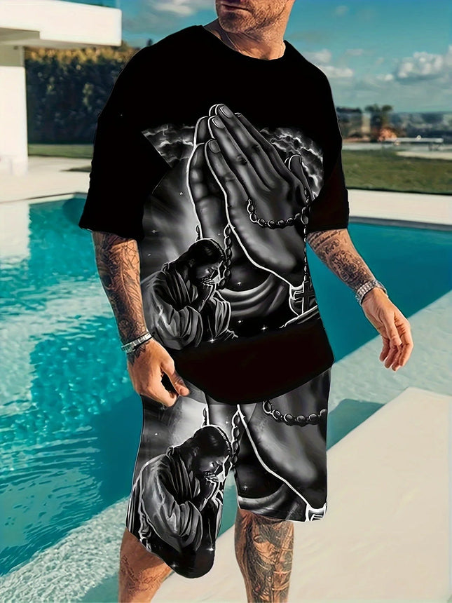 Tracksuit Men Fashion Praying Hands Outfit Set - Tracksuit - Polaris - Mad Fly Essentials