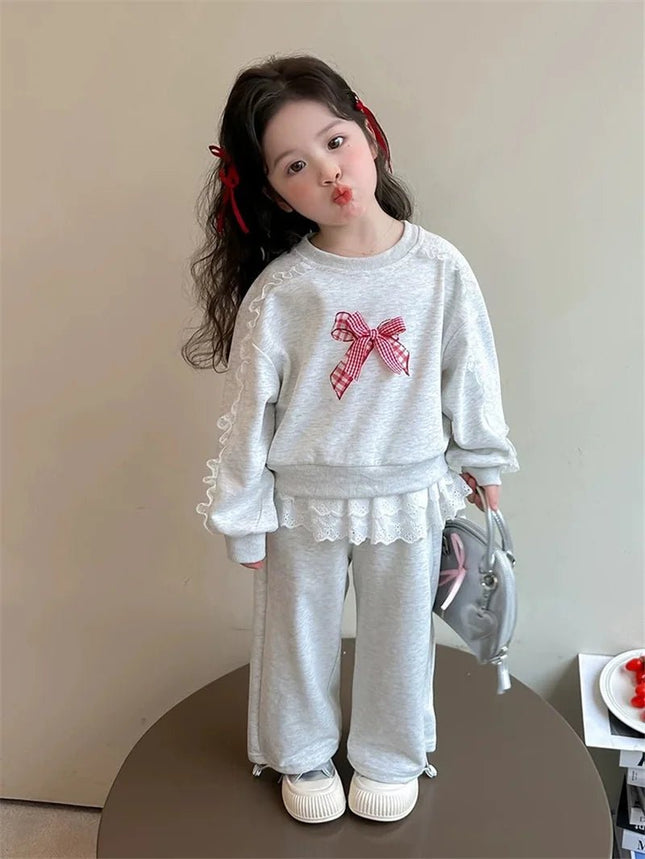 Tracksuit Set 2pc Girl Long Sweatshirt Bow Activewear Set - Tracksuit Set - Doker - Mad Fly Essentials