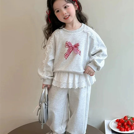 Tracksuit Set 2pc Girl Long Sweatshirt Bow Activewear Set - Tracksuit Set - Doker - Mad Fly Essentials