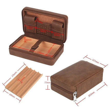 Travel Gear Portable Humidor Cigar Leather Case - Travel Gear - GALINER - Mad Fly Essentials