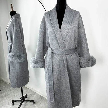 Tumilkets Fox Fur Woolen Women's Overcoat 2025 Outerwear - Outerwear - TUMILKETS - Mad Fly Essentials