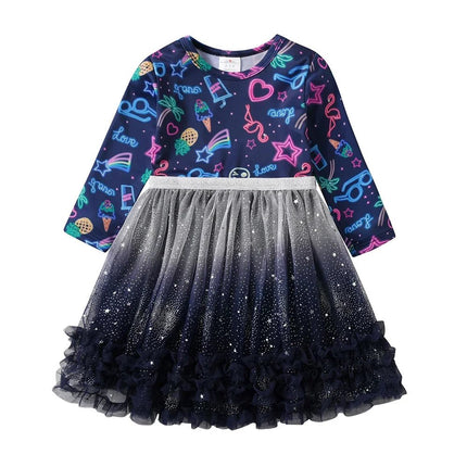 Tutu Dress Girl Long Gradient Silver Star Birthday Dress - Tutu Dress - Ogilvy Mather - Mad Fly Essentials