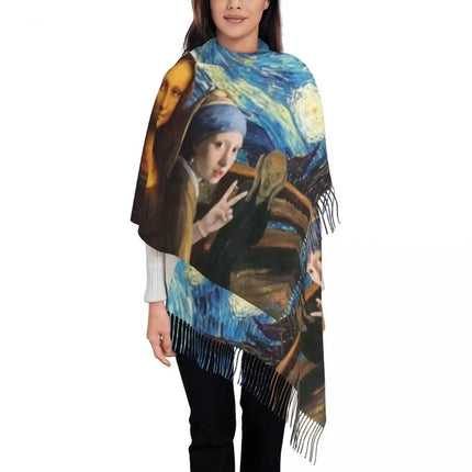 Van Gogh Tassel 3D Scarf Women Accessories - Women Accessories - PMRUN - Mad Fly Essentials