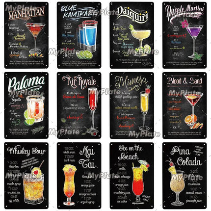 Vintage Cocktail Martini Shot Sign Decor - Mad Fly Essentials