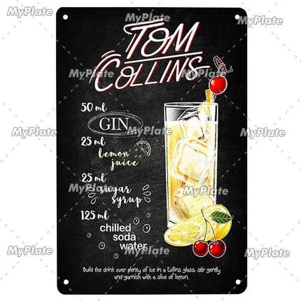 Vintage Cocktail Martini Shot Sign Decor - Sign Decor - Denim Meow - Mad Fly Essentials