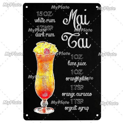 Vintage Cocktail Martini Shot Sign Decor - Sign Decor - Denim Meow - Mad Fly Essentials