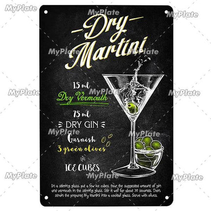 Vintage Cocktail Martini Shot Sign Decor - Mad Fly Essentials