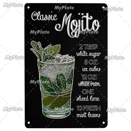 Vintage Cocktail Martini Shot Sign Decor - Mad Fly Essentials