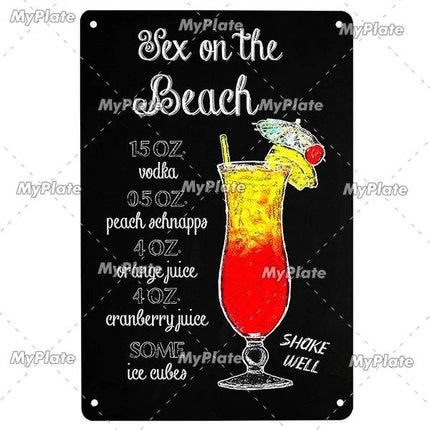 Vintage Cocktail Martini Shot Sign Decor - Sign Decor - Denim Meow - Mad Fly Essentials