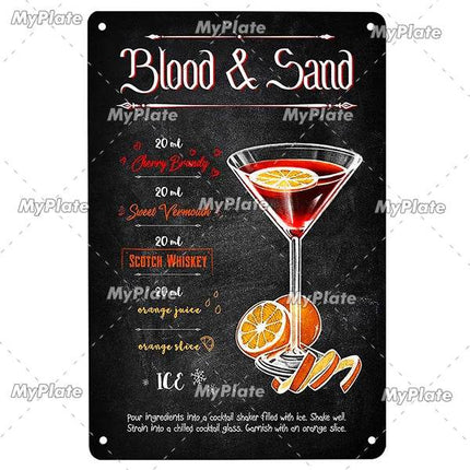 Vintage Cocktail Martini Shot Sign Decor - Sign Decor - Denim Meow - Mad Fly Essentials