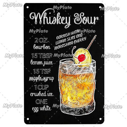 Vintage Cocktail Martini Shot Sign Decor - Sign Decor - Denim Meow - Mad Fly Essentials