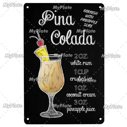 Vintage Cocktail Martini Shot Sign Decor - Sign Decor - Denim Meow - Mad Fly Essentials