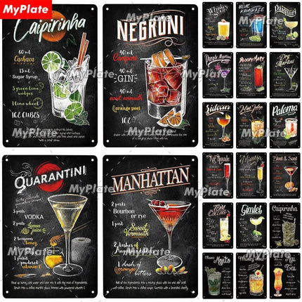 Vintage Cocktail Martini Shot Sign Decor - Sign Decor - Denim Meow - Mad Fly Essentials