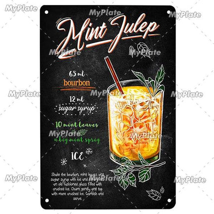 Vintage Cocktail Martini Shot Sign Decor - Sign Decor - Denim Meow - Mad Fly Essentials