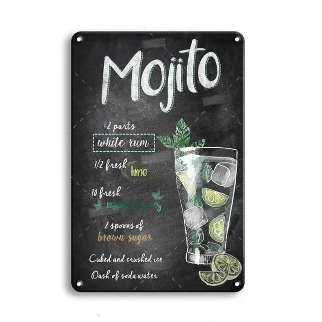 Vintage Margarita Cocktail Kitchen Bar Wall Decor - Wall Decor - Denim Meow - Mad Fly Essentials