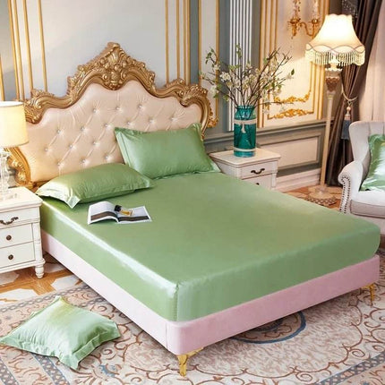 Vintage Solid Color Fitted Sheet Satin Duvet Set - Duvet Set - MOCCSOCC - Mad Fly Essentials