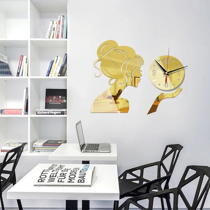 Wall Clock Creative Fairy Girl Mirror Clock - Wall Clock - joid'art - Mad Fly Essentials