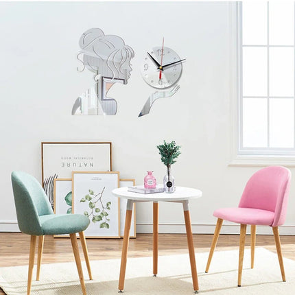 Wall Clock Creative Fairy Girl Mirror Clock - Wall Clock - joid'art - Mad Fly Essentials
