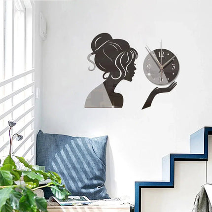 Wall Clock Creative Fairy Girl Mirror Clock - Wall Clock - joid'art - Mad Fly Essentials