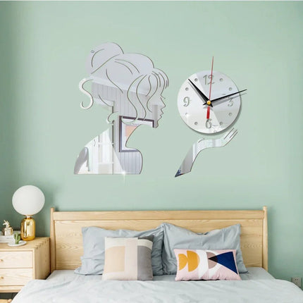 Wall Clock Creative Fairy Girl Mirror Clock - Wall Clock - joid'art - Mad Fly Essentials
