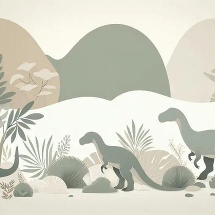 Wallpaper Cartoon 3D Primitive Jungle Dinosaur Mural Art - Wallpaper - Diantu - Mad Fly Essentials