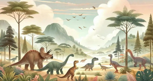 Wallpaper Cartoon 3D Primitive Jungle Dinosaur Mural Art - Wallpaper - Diantu - Mad Fly Essentials