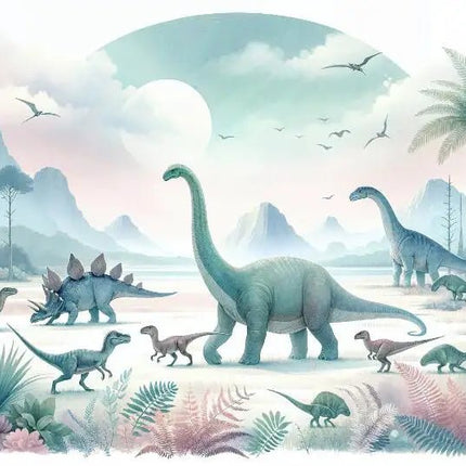 Wallpaper Cartoon 3D Primitive Jungle Dinosaur Mural Art - Wallpaper - Diantu - Mad Fly Essentials